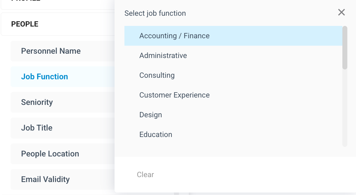 For this example, we will look at Accounting/Finance.