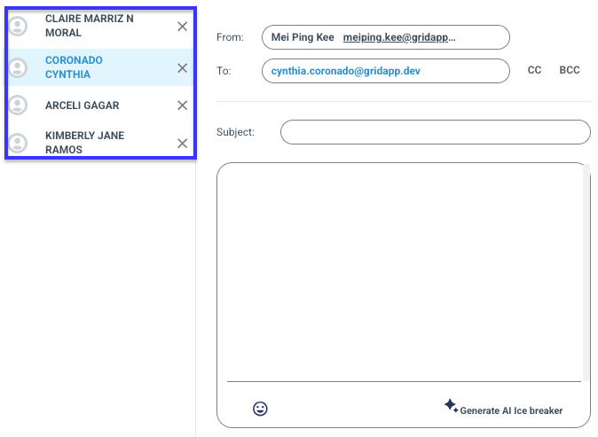 **Do note that bulk emailing is not supported at the moment.