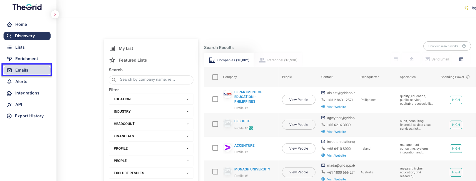 To check sent email status, click on Emails on the left side panel.