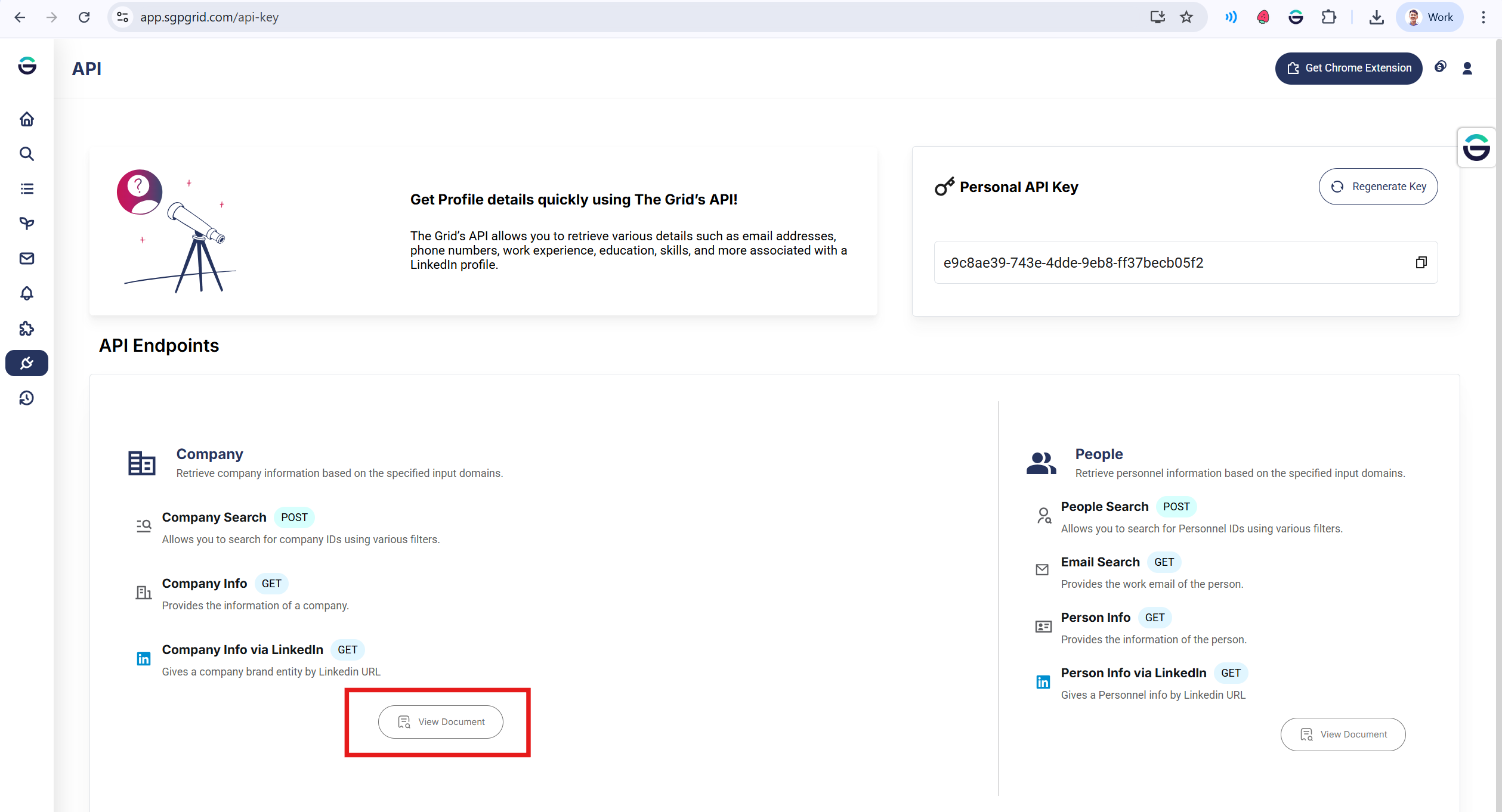 Step 2: Click view document to visit the Swagger page.