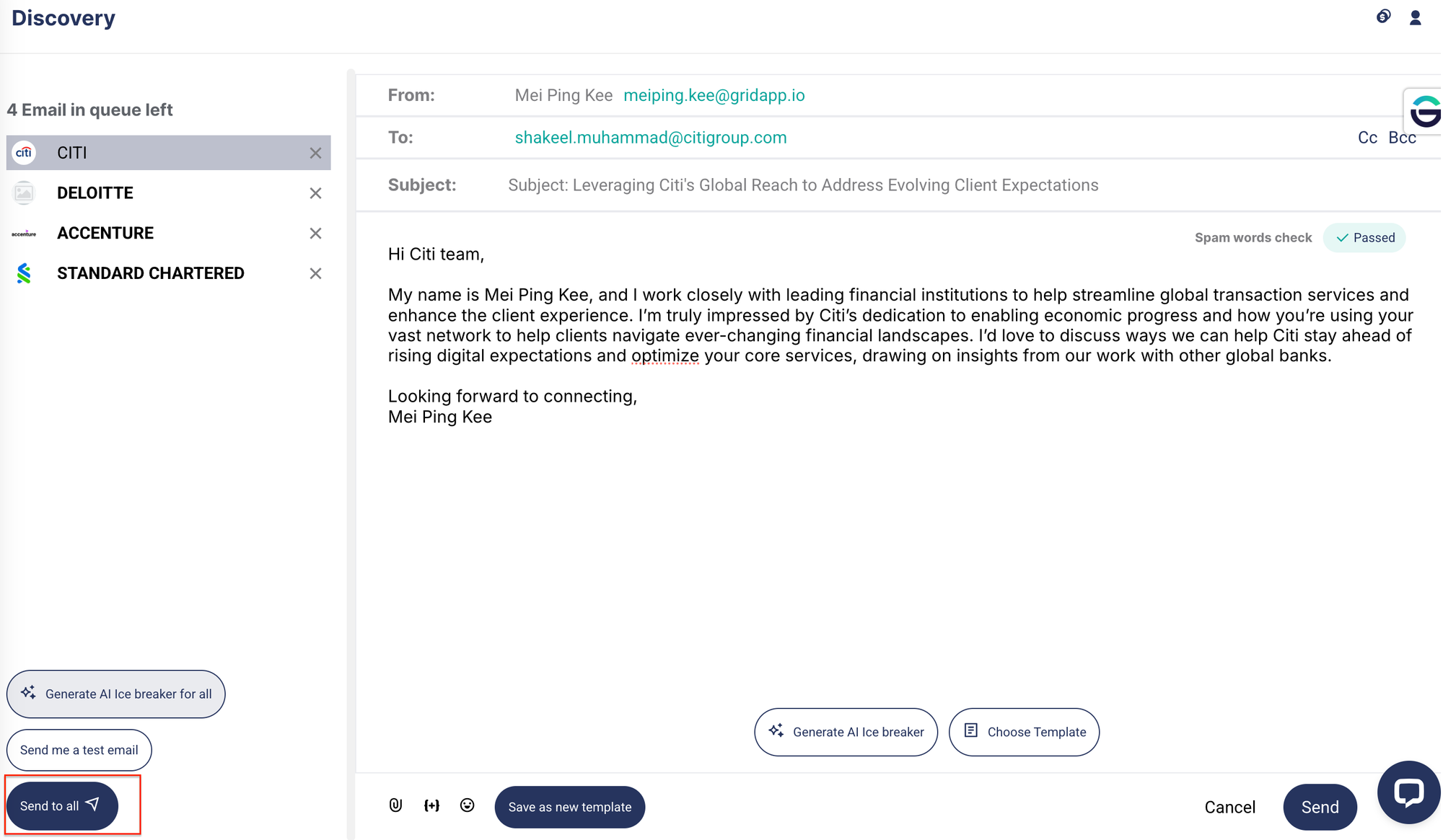 Step 4: Once all email content is ready, click Send to All to deliver your emails.