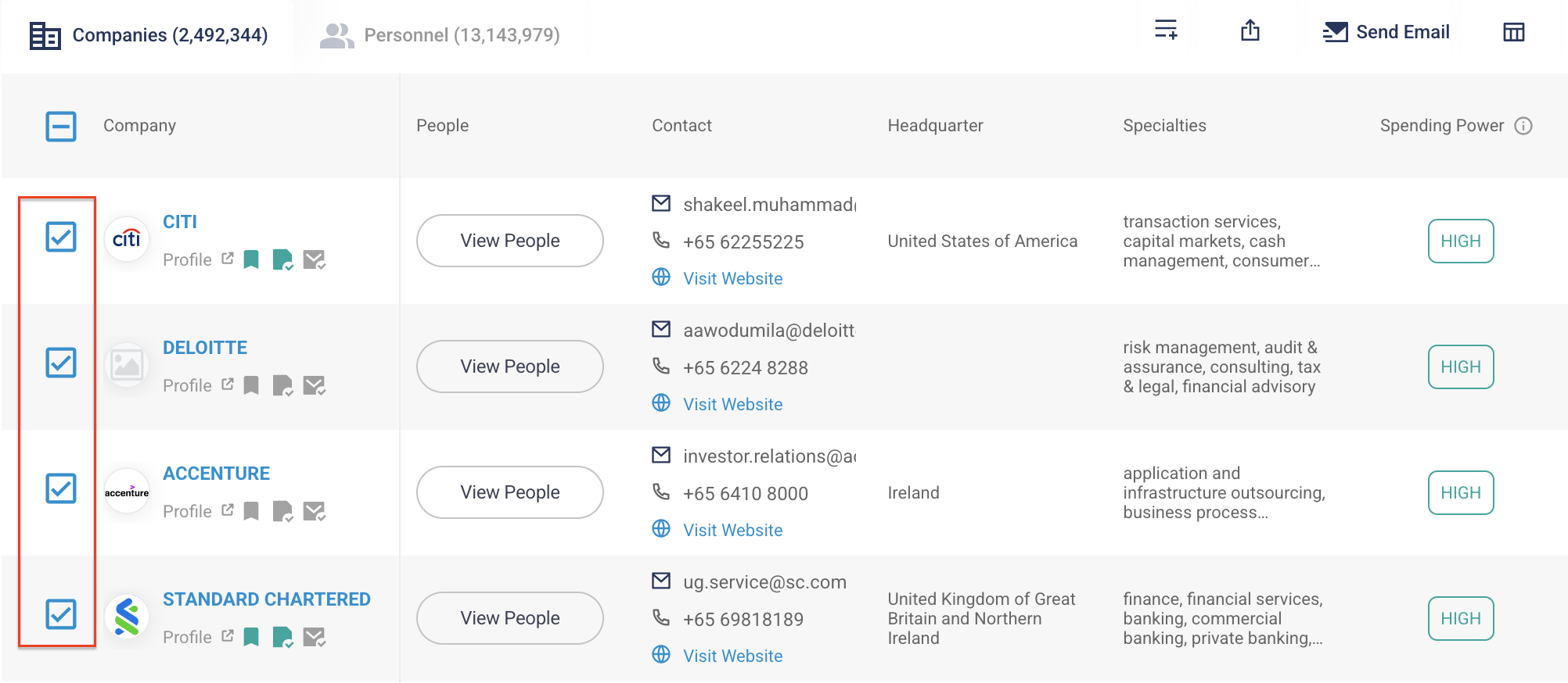 Step 1: Select the records you wish to send emails to.
