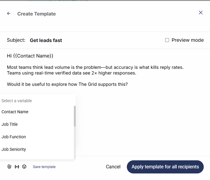 Steps to create an email template