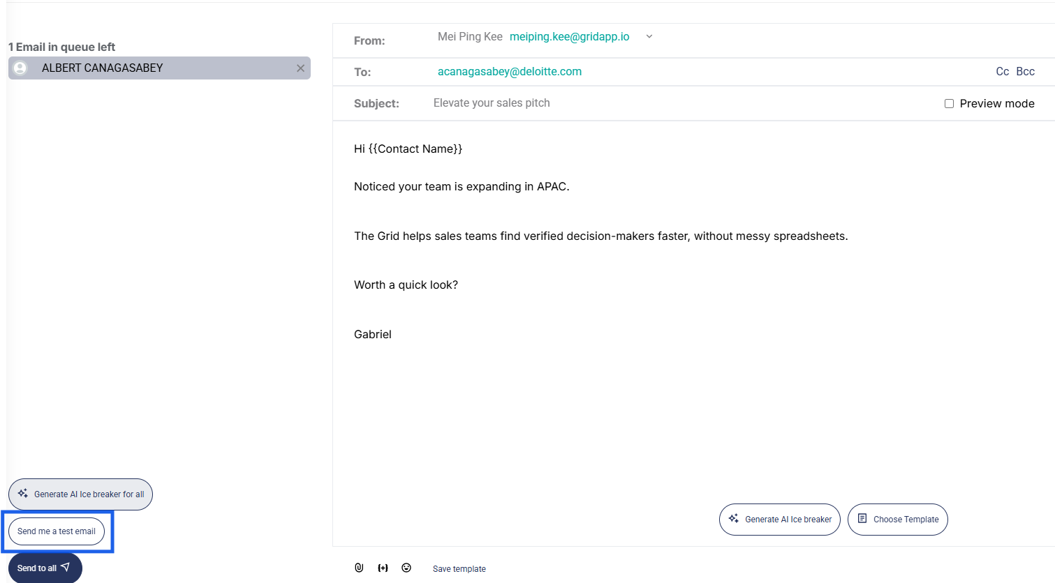 After composing your email, click Send a Test Email.