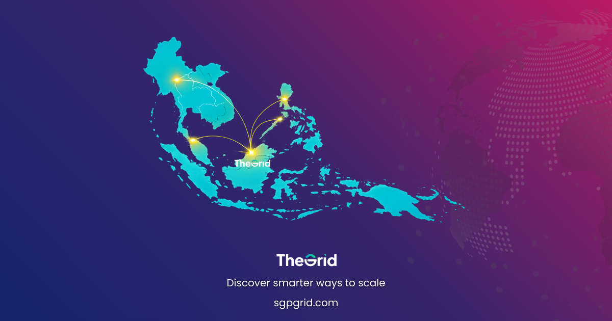 Map of Southeast Asia highlighting cross-border wins powered by The Grid data.)