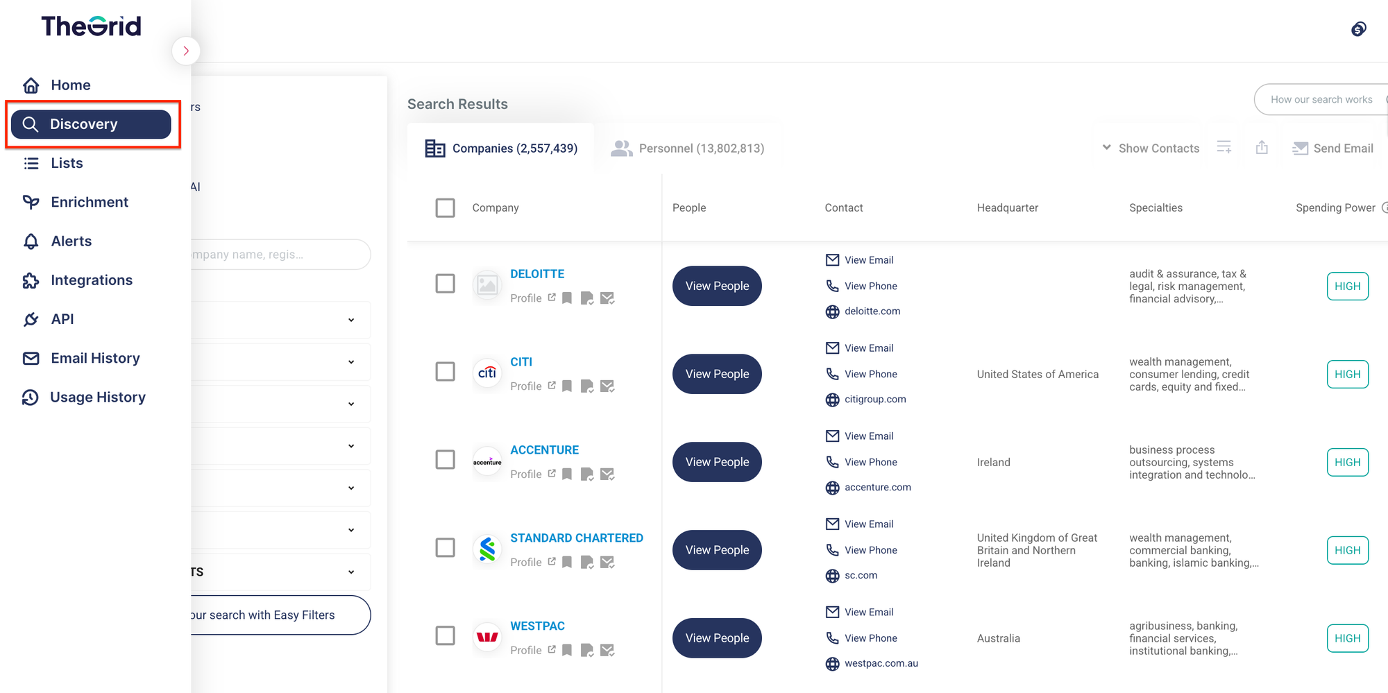 On The Grid page, hover over the Discovery Tab.